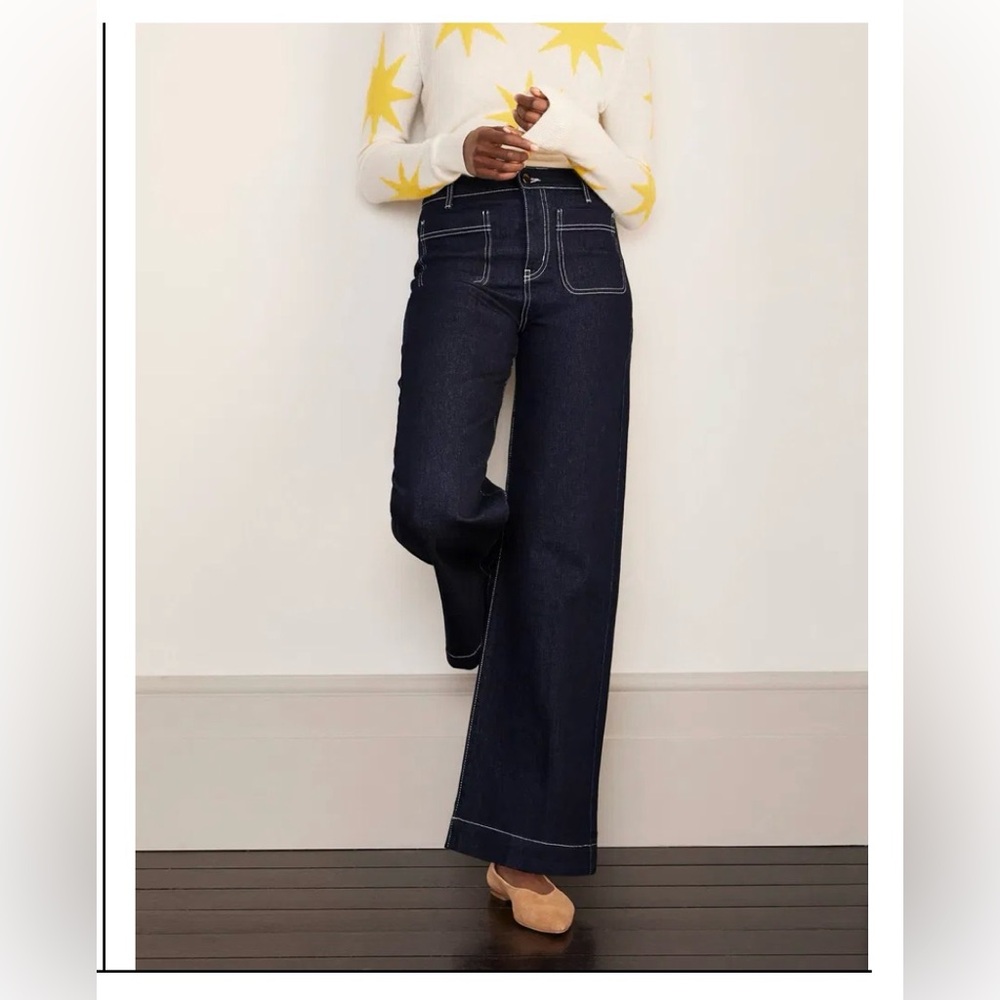 NWOT BODEN Patch Pocket Wide Leg Jeans 10P $98